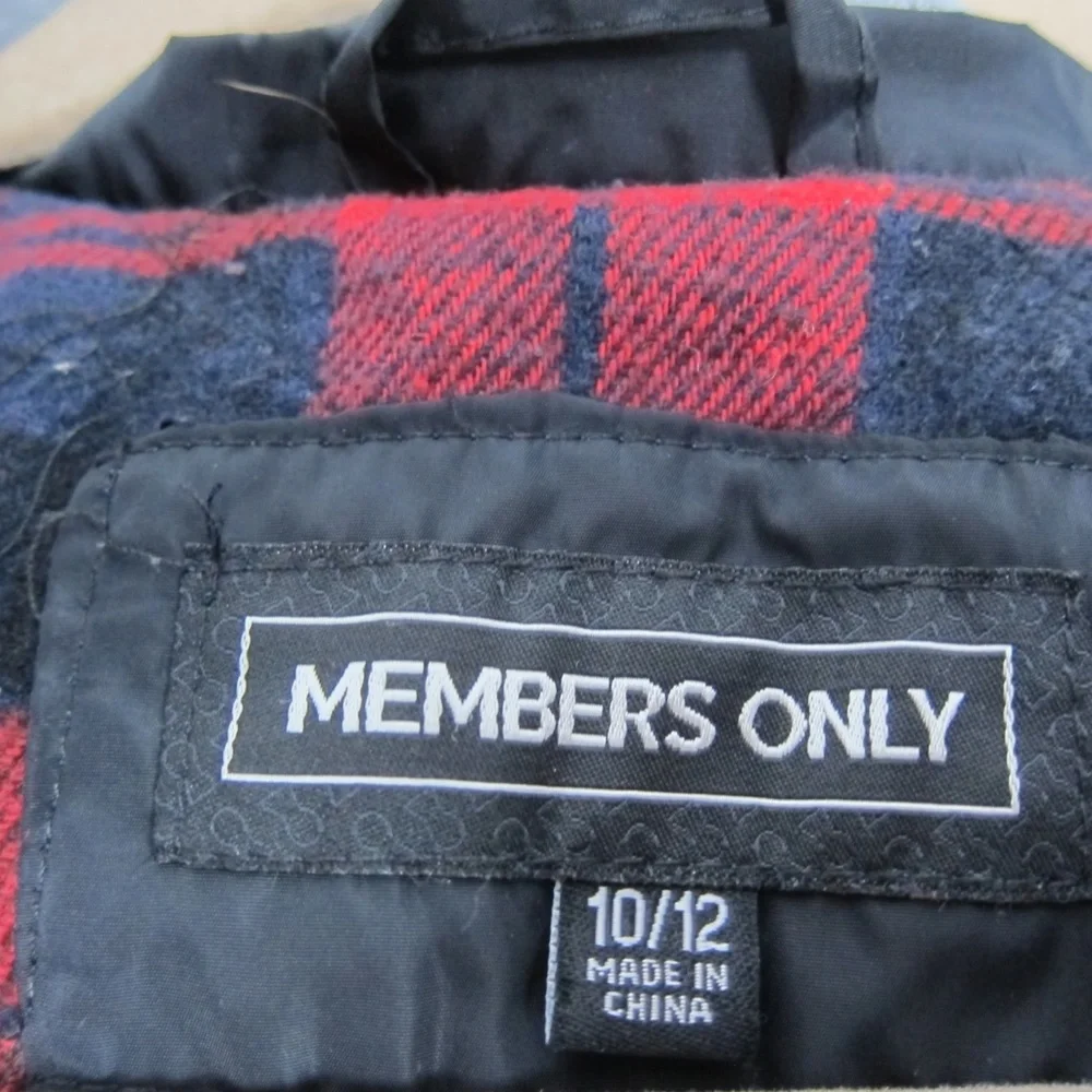 Kids Members Only Nylon Plaid Lined Jacket w/ Zip Away Sweatshirt Hood